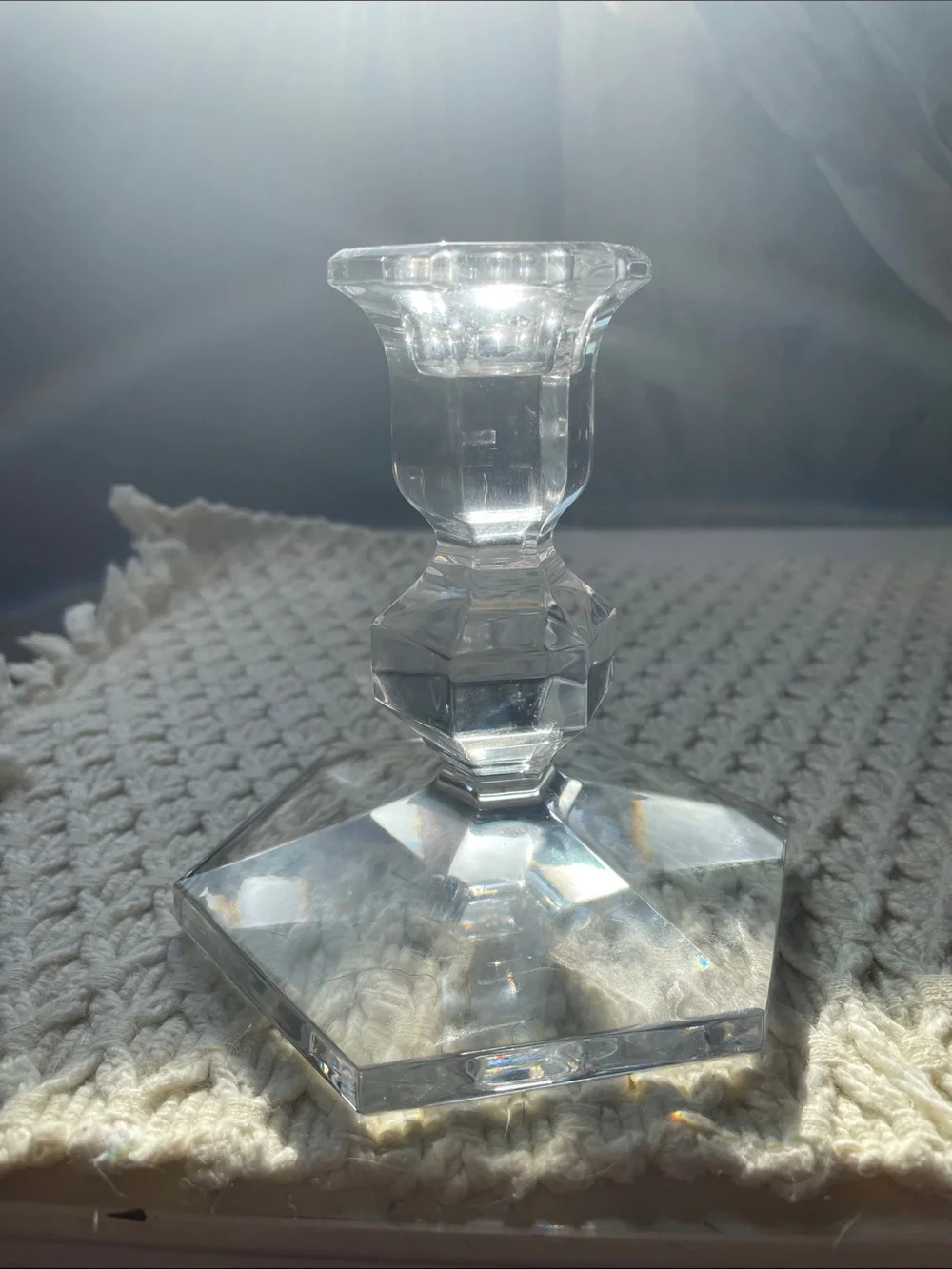VTG VAL ST LAMBERT CRYSTAL CANDLEHOLDER